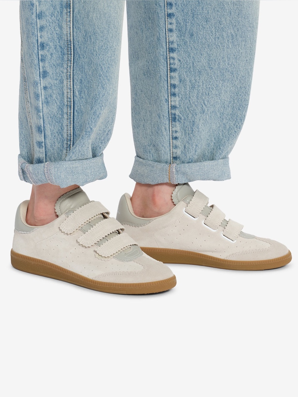 Isabel Marant Beth Ecru Suede Low-Top Sneakers
